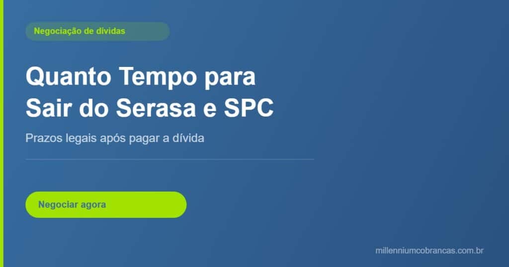 quanto tempo para sair do serasa — Millennium Cobranças